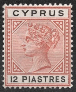 SG47 Sn:#35 12 piastres 1896 CYPRUS  Definitive Issues - Queen Victoria ,MNH , F - Picture 1 of 2