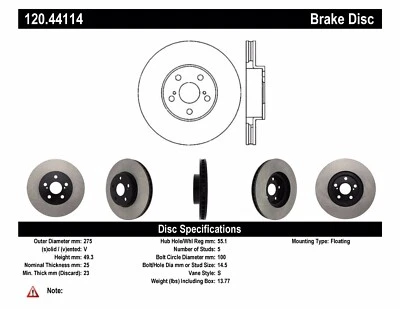Rotor de freno StopTech Ultra-Premium para Pontiac Vibe 120.44114 2003-2008 Foto 1 de 4