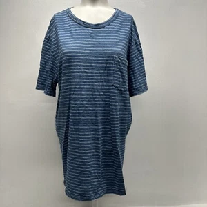 Camiseta Faherty Manga Corta Camiseta Índigo Bolsillo Algodón Rayas Azul Grande - Imagen 1 de 8