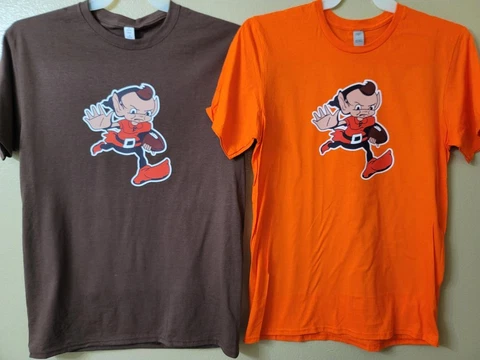 21007 NFL Team Apparel CLEVELAND BROWNS ELF Logo Football SHIRT ORANGE BROWN New Cover