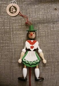 German Handcrafted Wooden Puppet. Arms And Legs Move. Ornament Brand New. Bxb