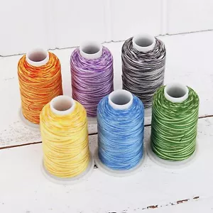 Threadart 100% Cotton Variegated Thread Set | 6 Rainbow Colors | 600M Cones - Picture 1 of 8