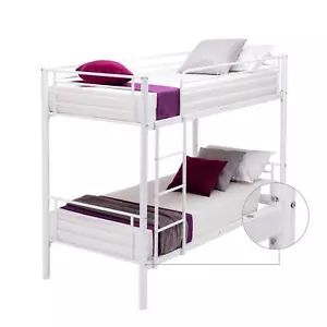 Metal Twin over Twin Bunk Beds Frame Ladder for Kids Adult Children Home White - Picture 1 of 9