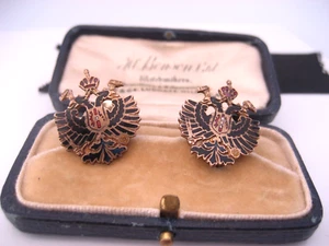 1867-1915 Austrian Empire Austro Hungary Imperial Coat of Arms Enamel Cufflinks - Picture 1 of 23