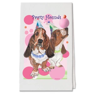 Basset Hound Party Decorative Cotton Kitchen Dish Towel, Pet Gift - Picture 1 of 1