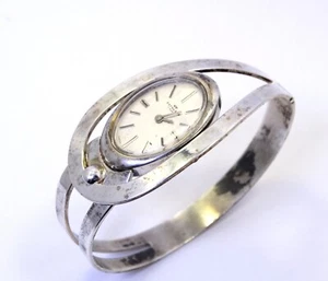 Vintage PRYNGEPS Mid-Century Modernist 800 Silver Hinged Bangle Winding Watch - Picture 1 of 13