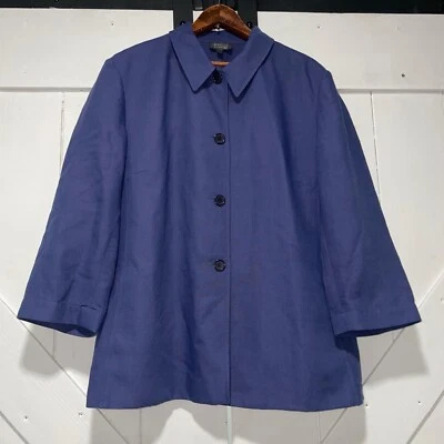 Blazer feminino Lafayette 148 linho 12 jaqueta manga longa casaco botão frontal preppy - Imagem 1 de 4