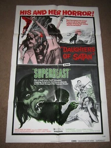 HORROR combo MOVIE POSTER > DAUGHTER'S OF SATAN 1970's b double feature devil - Picture 1 of 7