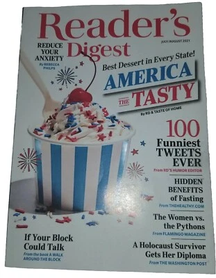 Reader's Digest July, August 2021. Best Dessert In Every State, Reduce Anxiety  - Image 1 of 4