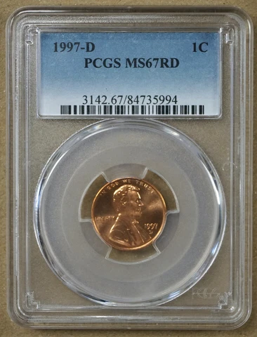 1997-D LARGE CENT PCGS MS67 RD 735994 Cover