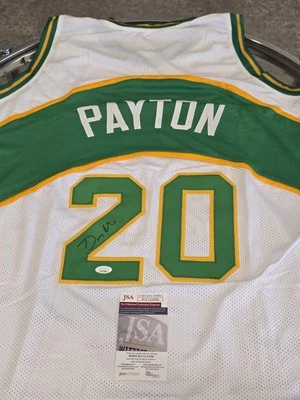 Gary Payton Autographed/Signed Jersey JSA COA White Custom Jersey  - Image 1 of 4