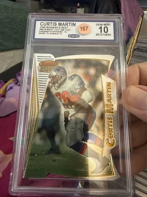 Tarjeta de fútbol americano 1996 Bowman's Best Cuts Patriots #BC8 Curtis Martin CCG 10 E167 Foto 1 de 2