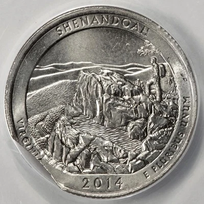 2014 D ANACS MS64 Curved Clip Shenandoah Quarter Mint Error Rare - Image 1 of 4