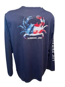 Men's Havana Jim Long Sleeve rashguard T-Shirt Size L Blue - Picture 1 of 4