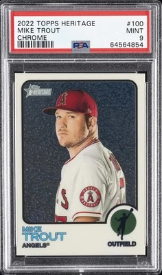 2022 TOPPS HERITAGE CHROME #100 MIKE TROUT 873/999 PSA 9 - Image 1 of 2