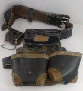 AWP Carpenter Construction Tool Adjustable Belt Leather Suede Heavy Duty - Picture 1 of 12