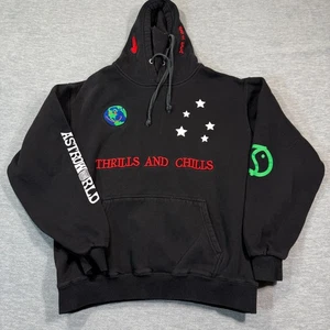 Astroworld Hoodie Adult M Black Travis Scott Wish You Were Here Thrills Chills - Picture 1 of 6