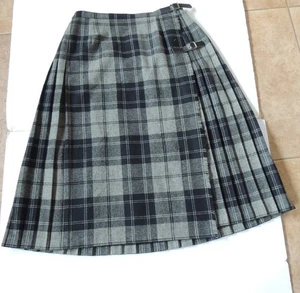 Vintage Mosbrook Damen schwarz grau Kilt Tartan Karo Rock 100% Wolle Gr. Großbritannien M - Bild 1 von 6