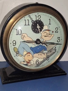Rare Popeye Novelty Clock Working Automaton Sweet Pea Moving Head Made in U.S.A. - Picture 1 of 12