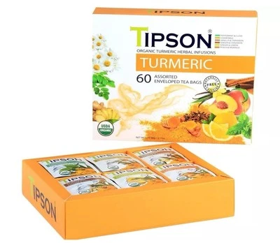 Образец органической куркумы Tipson — 6 вкусов (60 чайных пакетиков), травяной чай... - Изображение 1 из 4