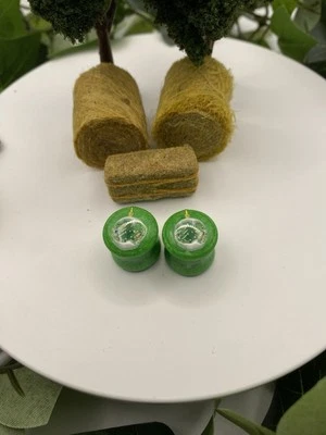 Pair of green round resin, ornament, 12mm plug, 1/2"g, double flare, homemade - Image 1 of 2