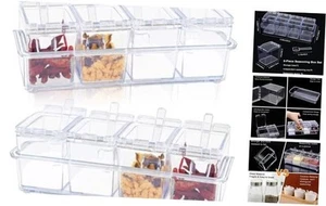 Clear Seasoning Box, 8 Piece Seasoning Rack Spice Pots, Plastic Storage 2 Set - Picture 1 of 8