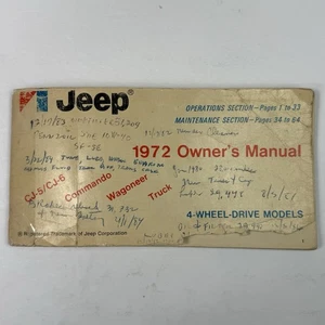 1972 JEEP Owners Manual Reference Operators Maintenance Book ￼ Original *READ* - Bild 1 von 18