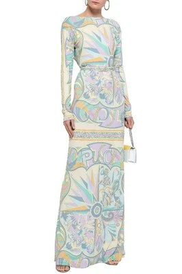 Maxi Vestido Emilio Pucci Azul UK14 IT46 XL Nuevo Auténtico Foto 1 de 4
