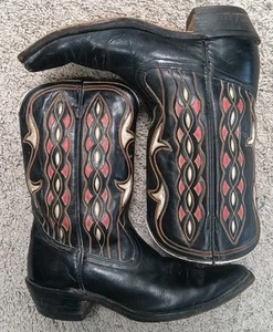 1950s ACME Shorty Inlay Cowboy Boots 6C Cloth Pull Pointed Toe See Description - Picture 1 of 23