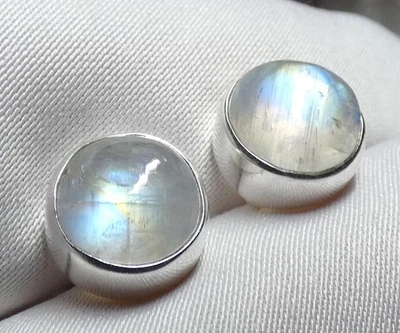 🌟 Mondstein Ohrstecker 9 mm – Echt 925 Silber  & elegant schimmernd 🌟 - Bild 1 von 4