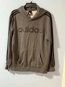 Adidas Mens Size Medium Sleeve Stripes Hoodie Sweatshirt Grey - Picture 1 of 9