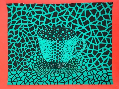 Yayoi Kusama (Handmade) Drawing mixed media on paper signed & stamped - Image 1 of 2