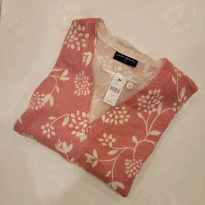 LANE BRYANT Plus 26/28  Wool Blend Cozy Knit Pink Floral Cardigan NWT - Image 1 of 4