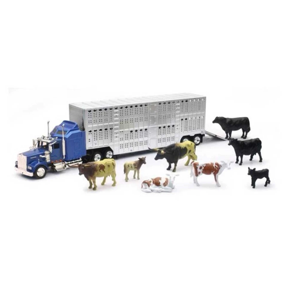 New Ray Free-Wheeling Semi Truck and Trailer with 1:43 Livestock Playset   - Image 1 of 1