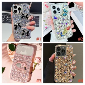 Girl's Bling Diamonds Glitter Rose Back Soft Women Phone Case for iPhone 16 17 - Picture 1 of 24