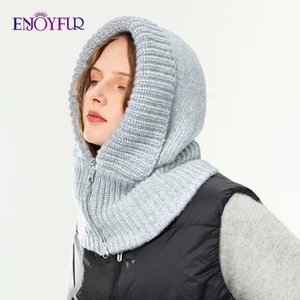 I Damen Winter Strick Kapuze Wolle Warm Balaclava Mit Reißverschluss - Bild 1 von 16