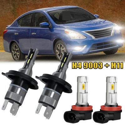 Faros antiniebla LED para Nissan Versa 2007-2018 4x Combo H4 9003 y H11 Foto 1 de 4