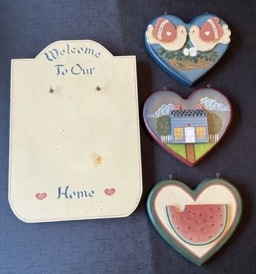 Vintage 1980’s Wooden Welcome To Our Home Hand Painted Sign  Country Cottage - Image 1 of 4