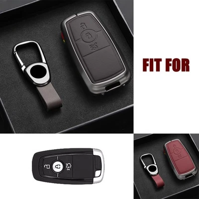 Zinc Alloy Leather Car Key Case Cover For Ford Fusion F-150 Edge Mustang F-450 - Image 1 of 4