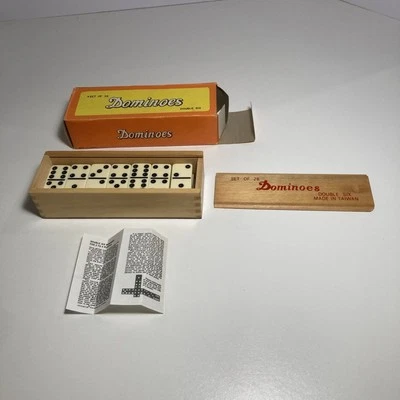 Vintage Double Six 6 Dominoes Game Set 28 Piece Domino Tiles in Wooden Case - Image 1 of 4