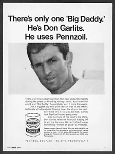 1967 Drag Racing Legend 'Big Daddy' Don Garlits foto Pennzoil anuncio impreso al óleo - Imagen 1 de 1