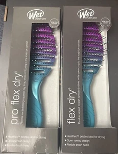 2 WET PRO FLEX BRUSHES Dry Heat Flex Bristles - Purple & Blue - NEW - Picture 1 of 4