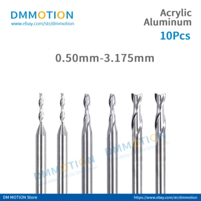 Aluminum milling Acrylic mill tungsten 2F 0.5mm 3.175mm PCB MCPCB Carbide Mill - Image 1 of 2