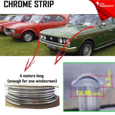 For Toyota Carina Celica RA17 TA12 TA14 Chrome Finish On Weatherstrip Rubber 4m. - Image 1 of 4