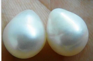 Paar 11x14mm natürliche Südsee echte weiße Tropfen lose Perlen - Bild 1 von 5