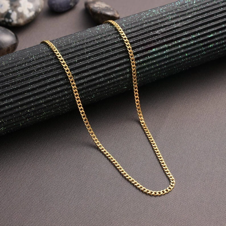 Collar de plata de ley 925 con cadena enchapada en oro de 18 quilates para hombre y mujer de 16-30" Foto 1 de 4