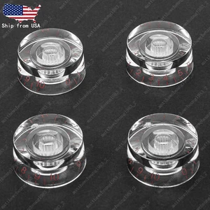 4 Pcs CLEAR w/RED Letter Guitar Control Knobs Speed Knobs Fits Les Paul SG - Picture 1 of 8