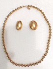 Parklane ball Bead Necklace & Goldtone Faux Pearl Carolee Earrings