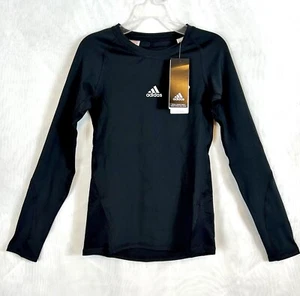 NWT Adidas Kids Black Long Sleeve Stretch Shirts / Small - Picture 1 of 9
