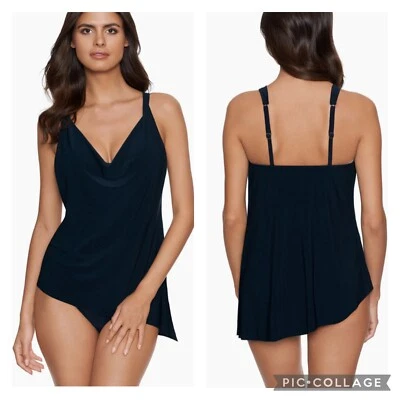 MagicSuit Winnie Tankini Swim Top Black Underwire Draped Neckline NEW Size 14 - Image 1 of 4
